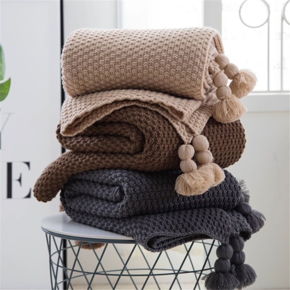 Fringed Knit Blanket